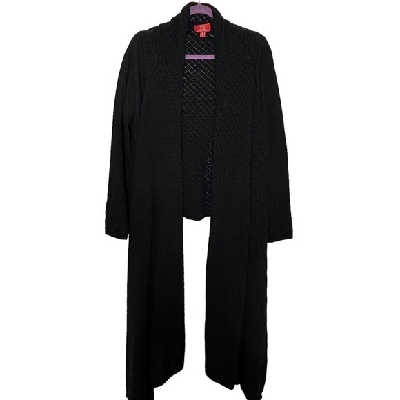 Oscar de la Renta Sweaters - Oscar Oscar De La Renta Black Open Knit Cashmere Wool High Low Cardigan